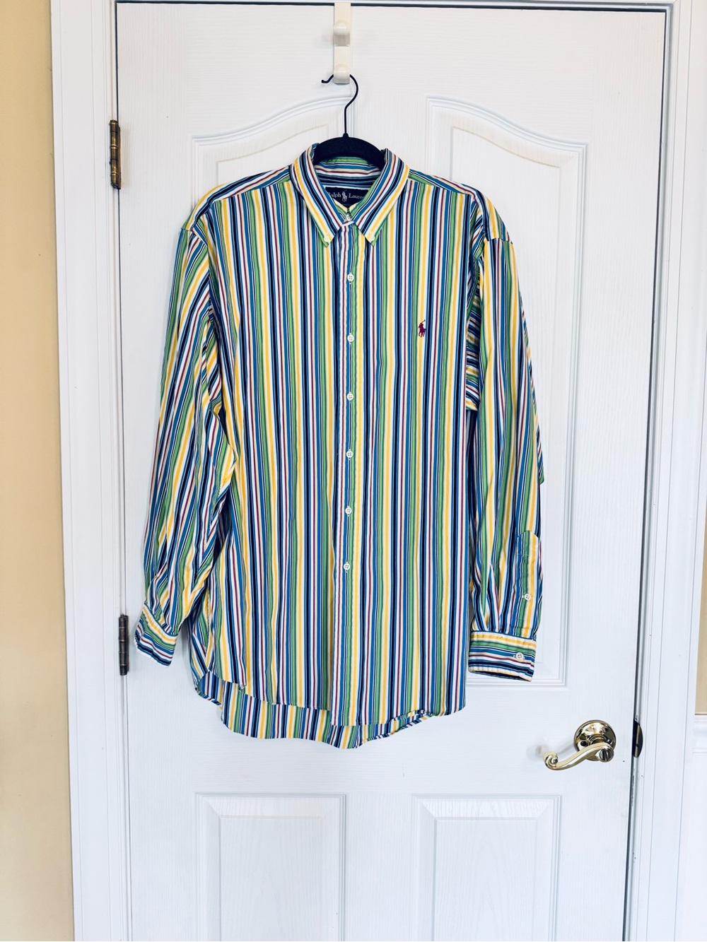 Vintage Polo by Ralph Lauren Multistripe Button-Down Shirt Classic Fit Sz XL